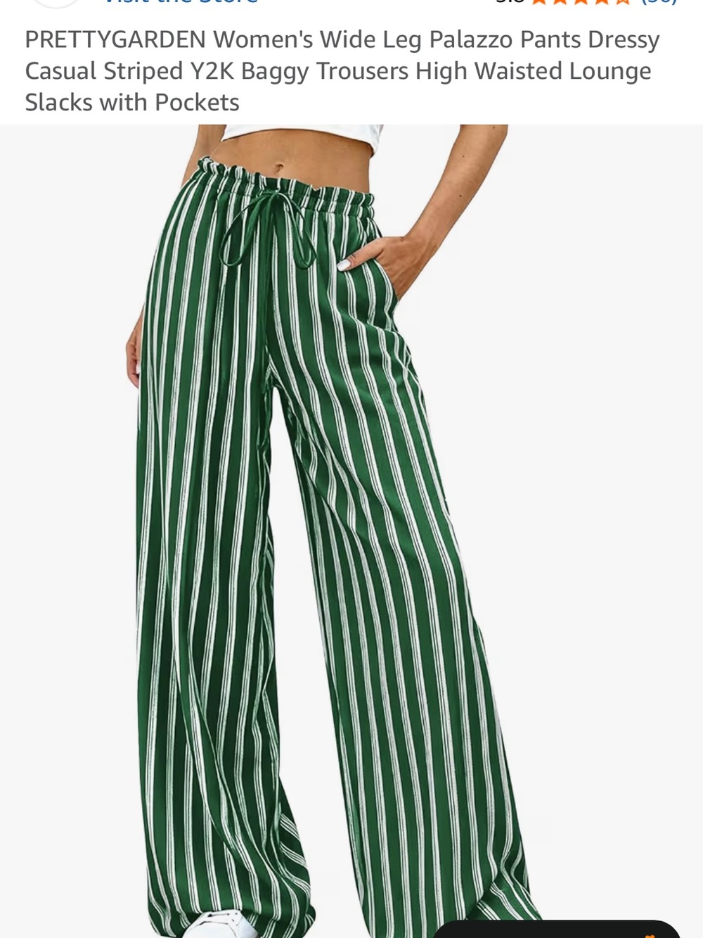 Wide-Leg Striped Palazzo Pants - Green